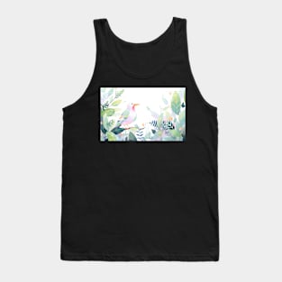 Whimsical and Cute Watercolor Bird Tank Top